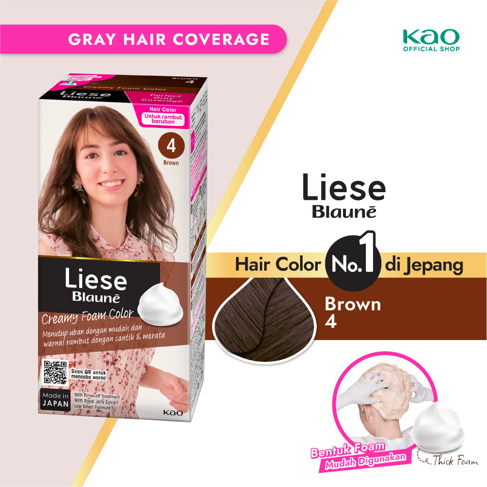 Liese Blaune Bubble Hair Color Foam Cat Pewarna Rambut Permanent Untuk Uban - Brown