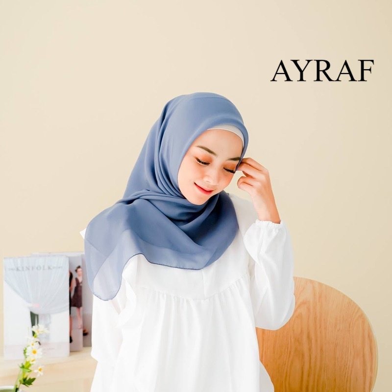 hijab segiempat bella square bahan pollycotton size 110x110/hijab kerudung bella square warna biru d