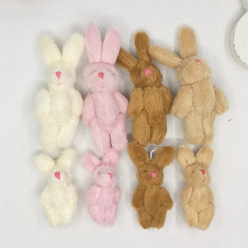 100pc/lot 4.5/6cm 4colors Soft Mini Joint Rabbit Pent Plush Bunny For Key ain Bouquet Toy Doll Y Orn