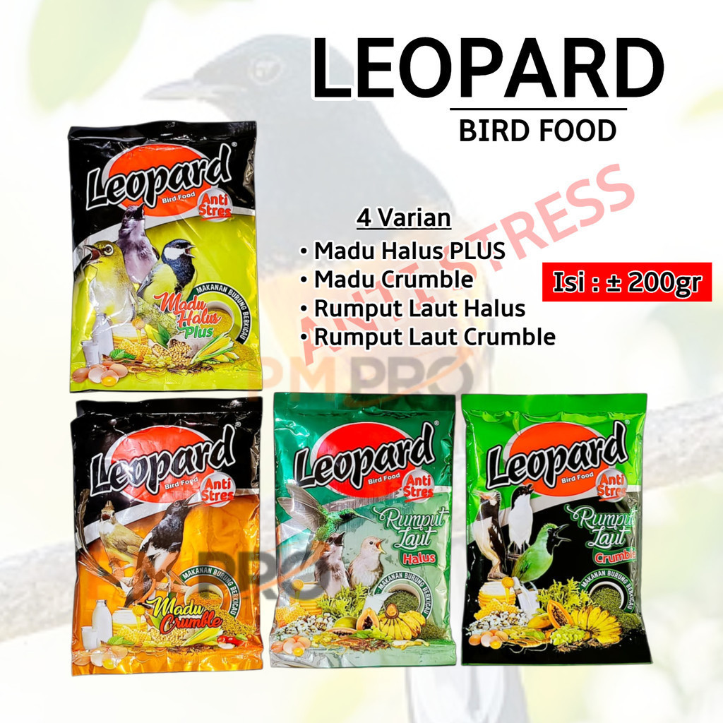 Makanan Burung Leopard Madu dan Rumput Laut Pakan Burung Pleci Kolbiri Ciblek Tledekan Cipoh