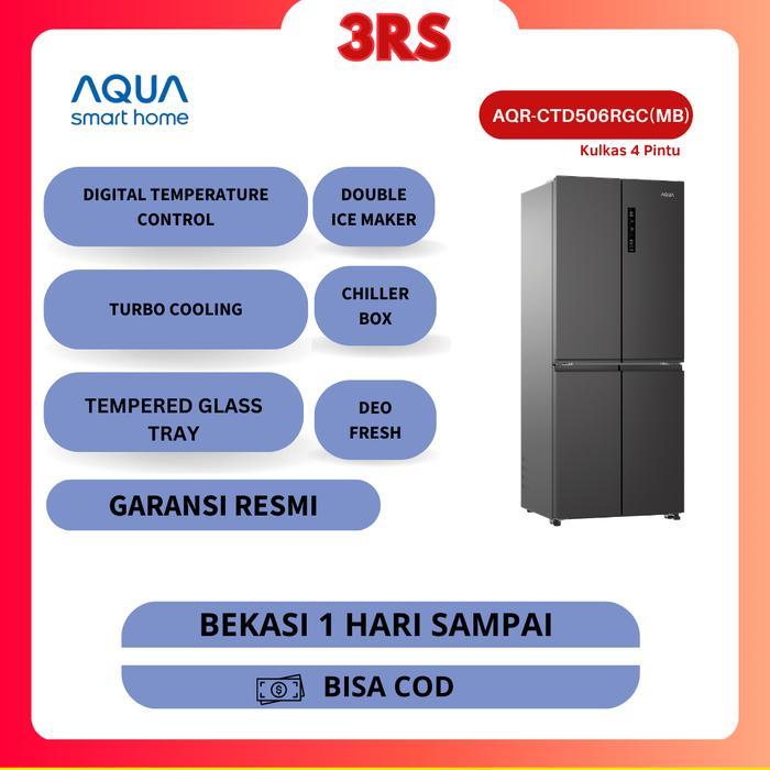 KULKAS AQUA 4 PINTU 406L MULTIDOOR AQR-CTD506RGC / KULKAS AQUA TWIN INVERTER / HEMAT LISTRIK