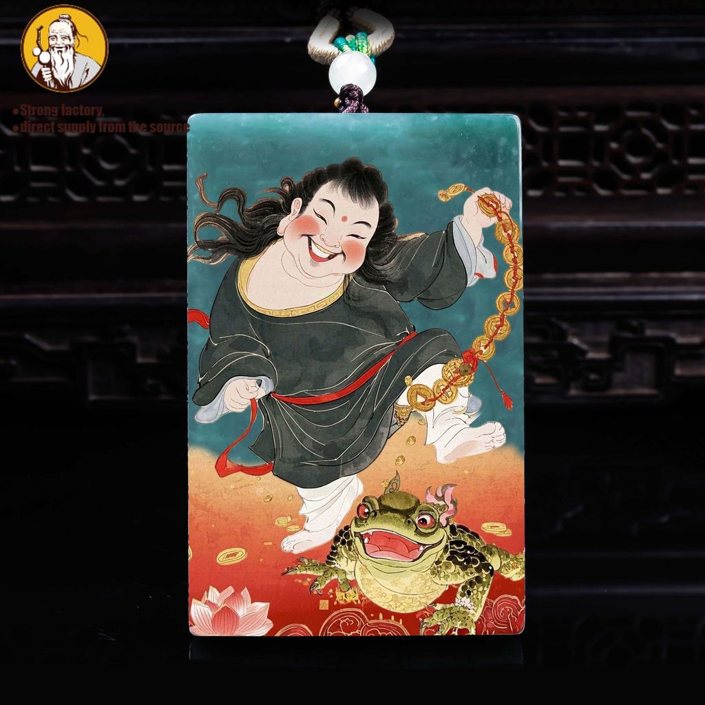 Natural Poni jadeite memainkan liontin giok bercat semprot ultra-bening Jinchan Seiko