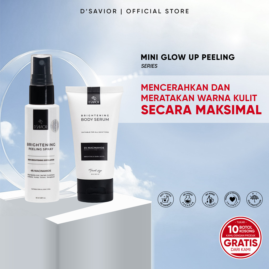 BUY 1 GET 2 | D'SAVIOR Peeling Spray Glutha Collagen 50ml GET Body Serum Travel Size 50ML 1PCS