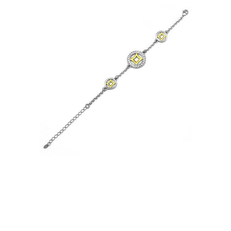 Gelang Koin Kuno dengan Perak Murni dan Kristal Austria Warna Kuning - Perhiasan Gelang Elegan Vinta