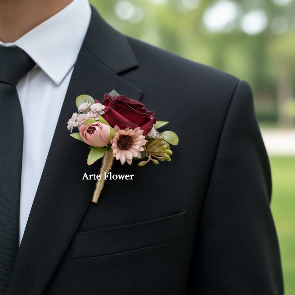 Bros Bunga Mawar Pengantin Pria - Bros Bunga Jas Wisuda - Bros Bunga Panitia Acara - Wedding Boutonn