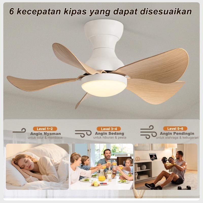 LED Nusantara Kipas Lampu Angin Remote Control  Lampu Kipas Plafon Ruang Tamu Lampu Kipas Kamar Tidu