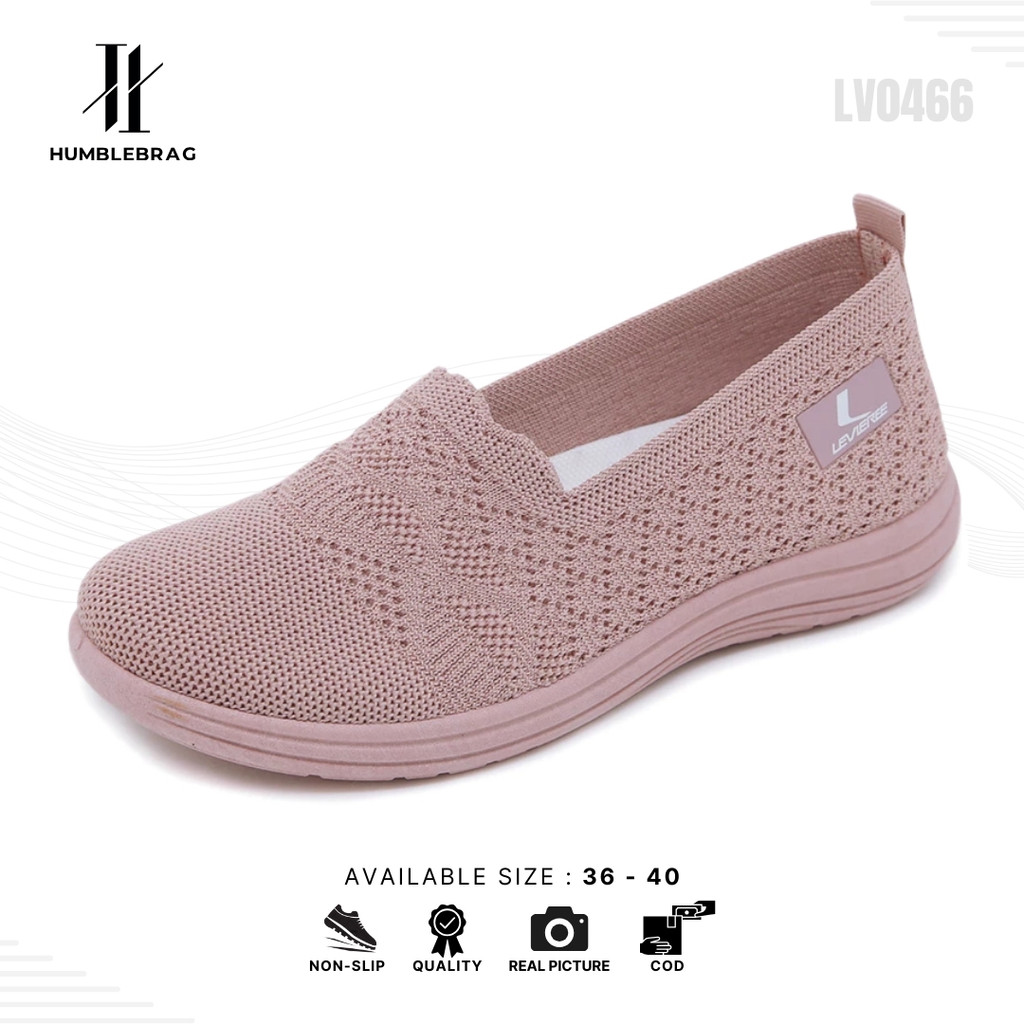 HMBRG  LV0367 Sepatu Rajut Wanita Sepatu Slip On Wanita