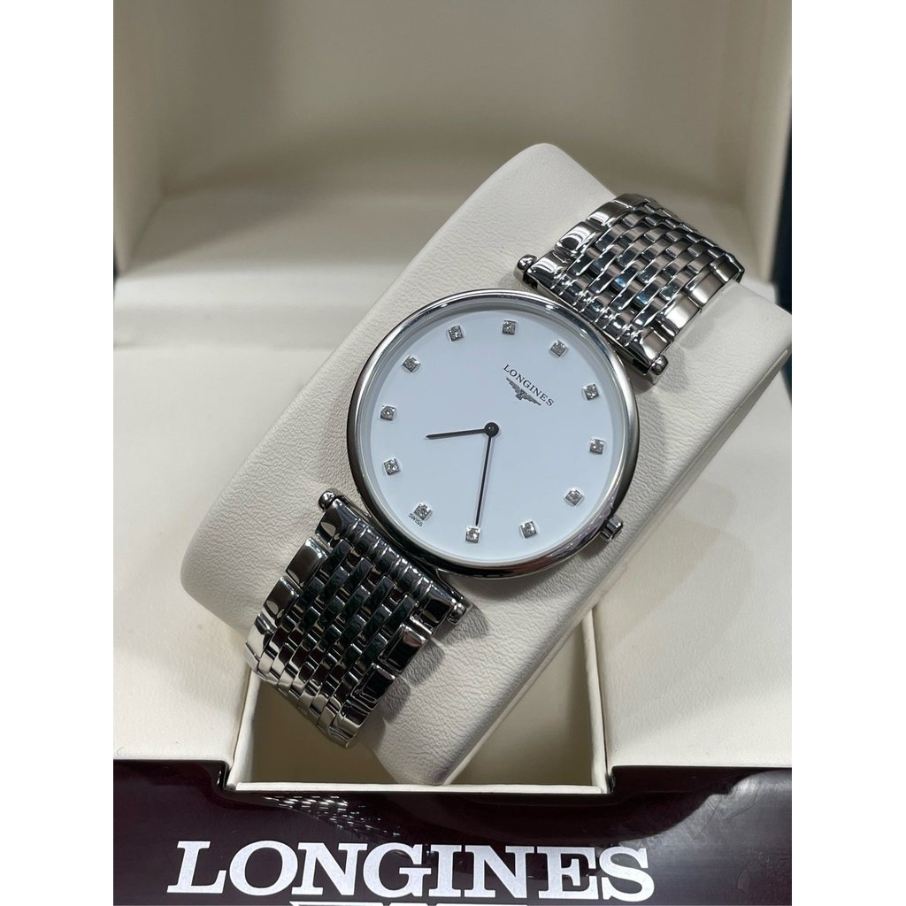 Longines Jam tangan pria L4.859.4.12.6 putih jam kuarsa Tampilan besar Garansi Hadiah