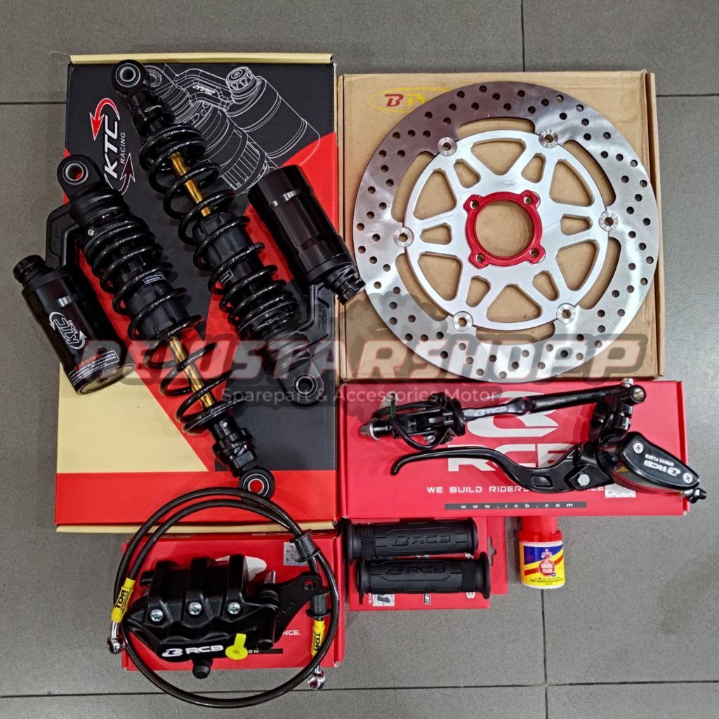 Paketan Master Rem RCB E2 14mm Set Kanan kiri + Kaliper RCB S Series 2 Piston + Selang rem TDR 90CM 