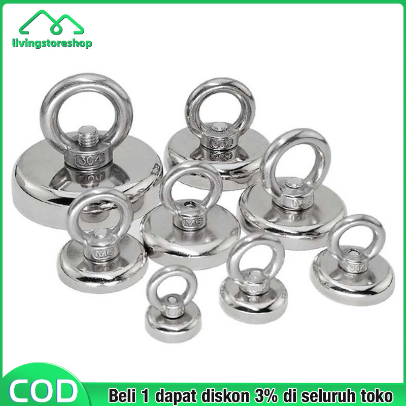 60MM Magnet Super Kuat Magnet Fishing Magnet Pancing Magnet Neodynium Kuat Magnet Bulat Magnet Neody