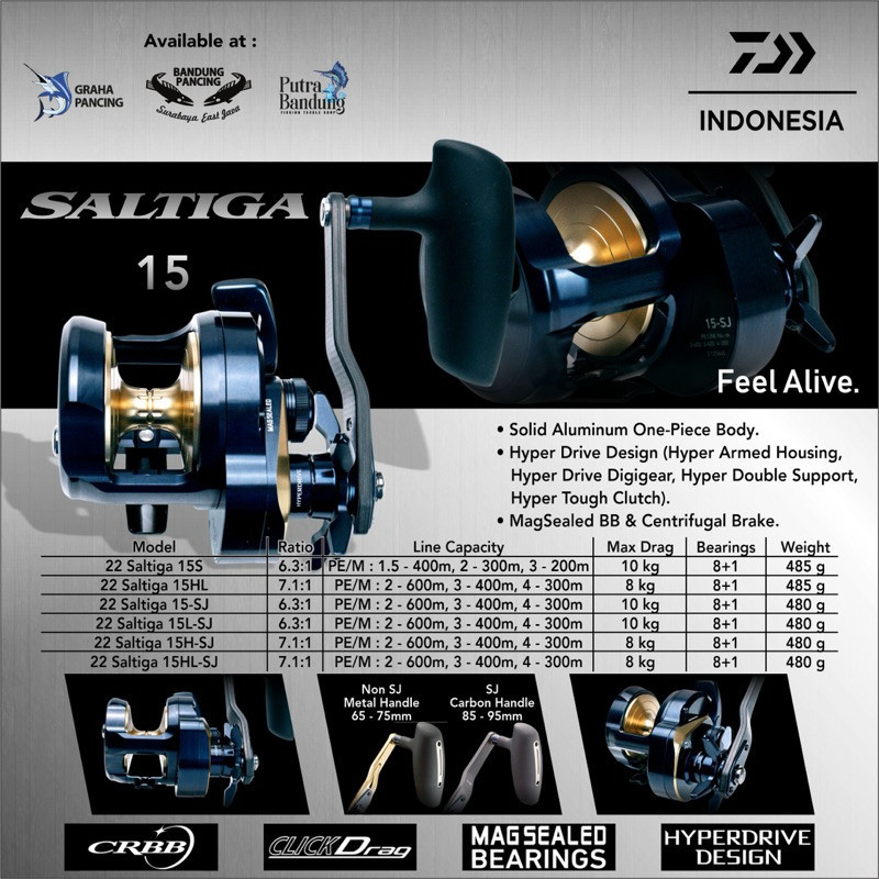 DAIWA SALTIGA 15 / REEL JIIGING OVERHEAD GARANSI RESMI DAIWA 1 TAHUN