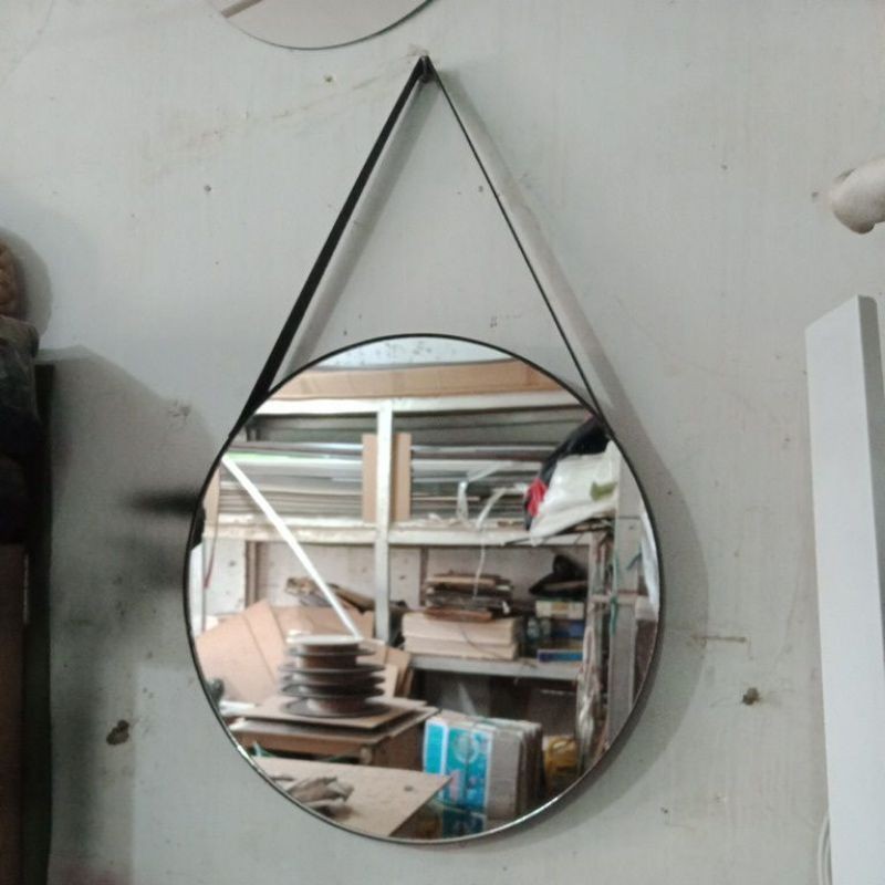 cermin bulat diameter 40 cm. 50cm. 60cm.  polos, pakai tali, dan eceng gondok/cermin dinding/cermin 