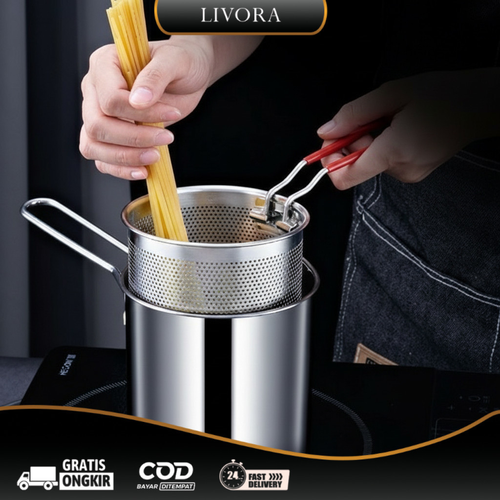 Mini Deep Frying / Panci Deep Fryer Mini Stainless Steel / Set Panci Penggorengan Mini + Saringan Ti