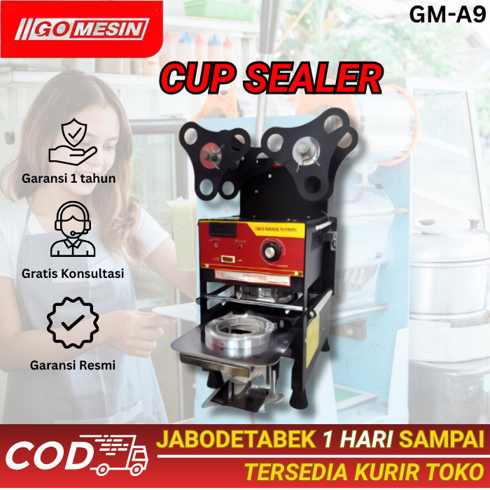 PROMO Cup Sealer Semi Otomatis Mesin Press Segel Gelas Plastik Minuman GM-A9 Alat Stainless 9 - 22 O