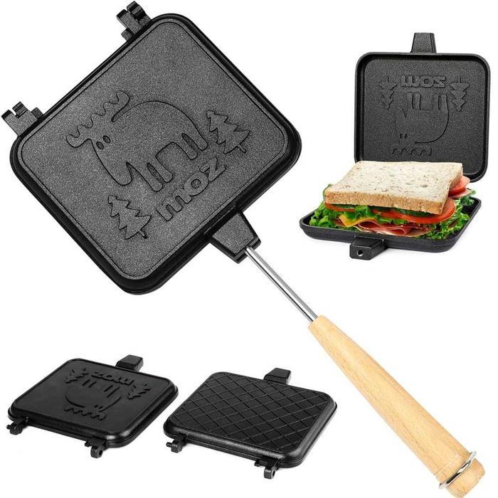 Cetakan Sandwich Maker Waffle Non-Stick Pan Double-Sided Engraving / Alat Panggang Roti Tawar