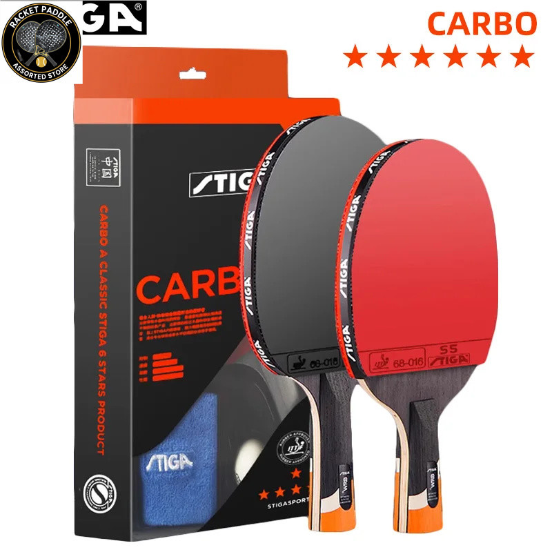 STIGA CARBO 6 Star Table Tennis Racket 5+2 Carbon Ping Pong Paddle for Advanced Fast Attack Both Sid