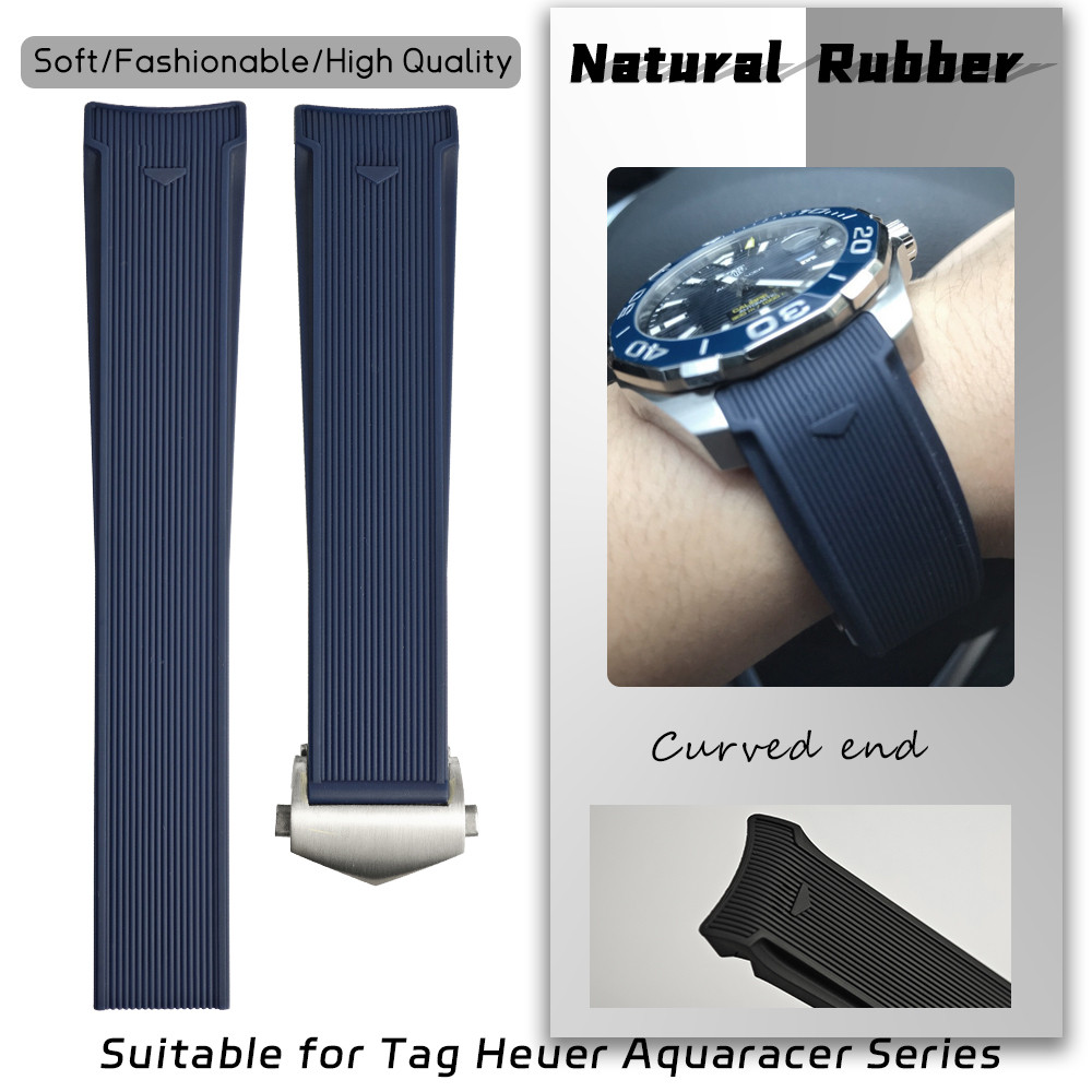 Natural Rubber Watch Strap 21mm 22mm for TAG HEUER 43mm WAY Aquaracer Calibre 5 300 500 41mm 20mm Wa