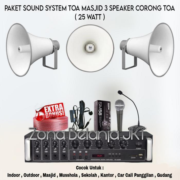 Paket Sound System Toa Masjid Mushola 3 Corong Toa 25 Watt ( SET 2 )