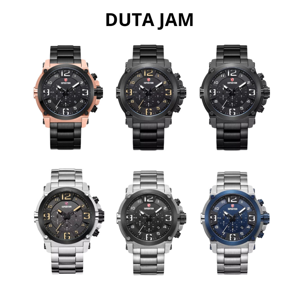 JAM TANGAN PRIA EXPEDITION E6605 E 6605 MCB CHRONOGRAPH STAINLESS STRAP