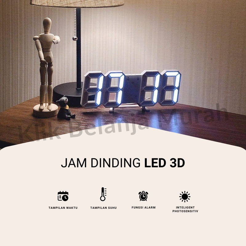 Jam Dinding Digital LED 3D Modern/ Jam Dinding Digital / Jam Dinding LED / Jam Dinding Estetik / Jam