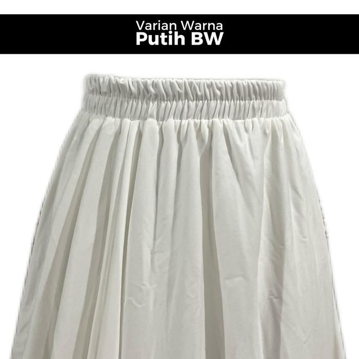 BIG SALE Rok Polos Mayung Muslim Hyget Super Panjang / Bawahan Wanita Kantor - PUTIH TULANG, 93cm