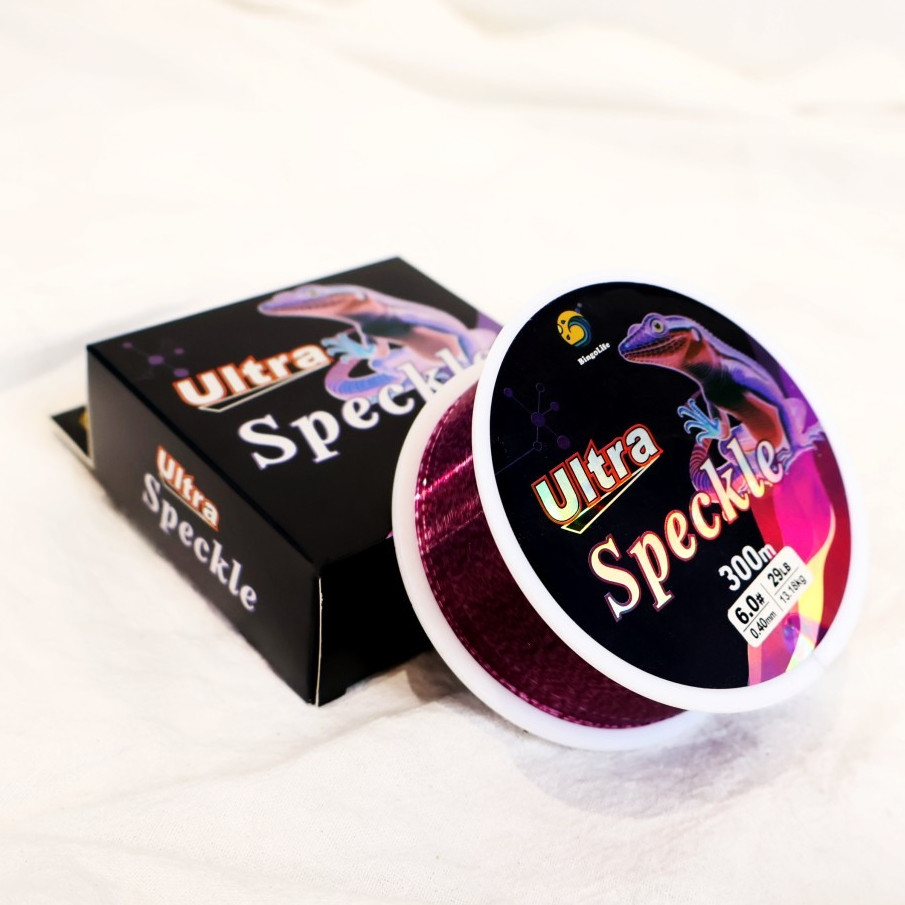 Bingolife Tali Pancing Ultra Siluman Speckle Ungu 300m Monofilamen Nylon Jerman Premium Kekuatan Tin