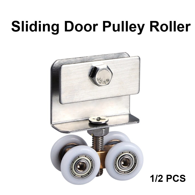 2/6 buah Roda Pintu Geser dengan Bantalan Tembaga Penuh, Tahan Aus, Peredam Suara, untuk Pintu Kaca 