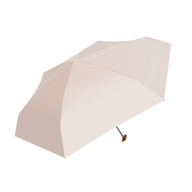 Umbrella with Card Case Portable Sun Protection AntiUV Rain or Shine Capsule Umbrella Flat 6fold Umb