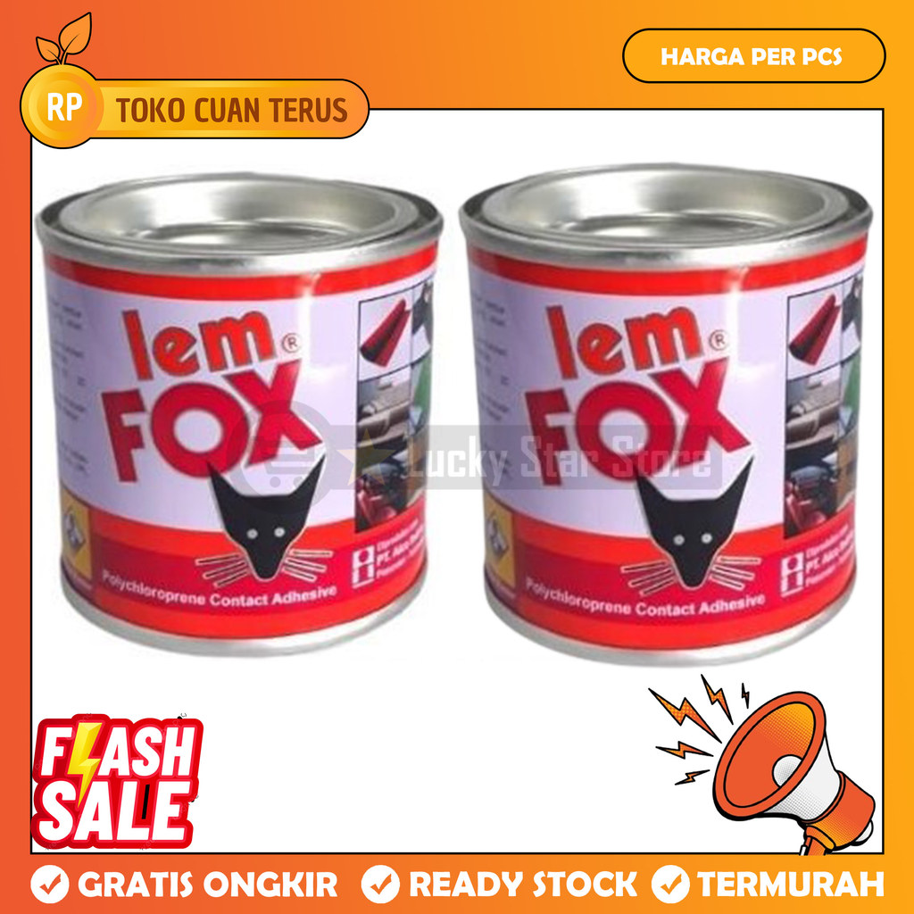 Lem Fox Merah Glue 70 Gram Kaleng Multifungsi Karpet HPL Karet Jok Mobil Vinyl Vinil Kulit Kayu Trip