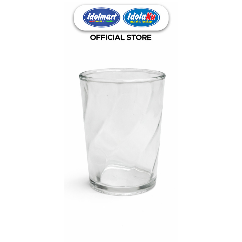 IDOLMART Gelas Twister | Gelas Kaca Motif Putar | Gelas Minum Unik Tebal Serbaguna BOGOR