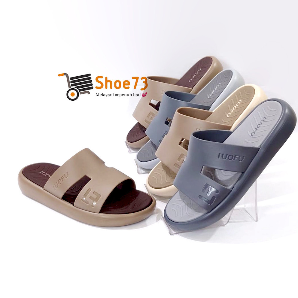 LUOFU E 6252 - BRE01DW SIZE 40-44 ORIGINAL l Sandal Selop Jelly Pria l Sendal Kokop Cowok Tebal Ring