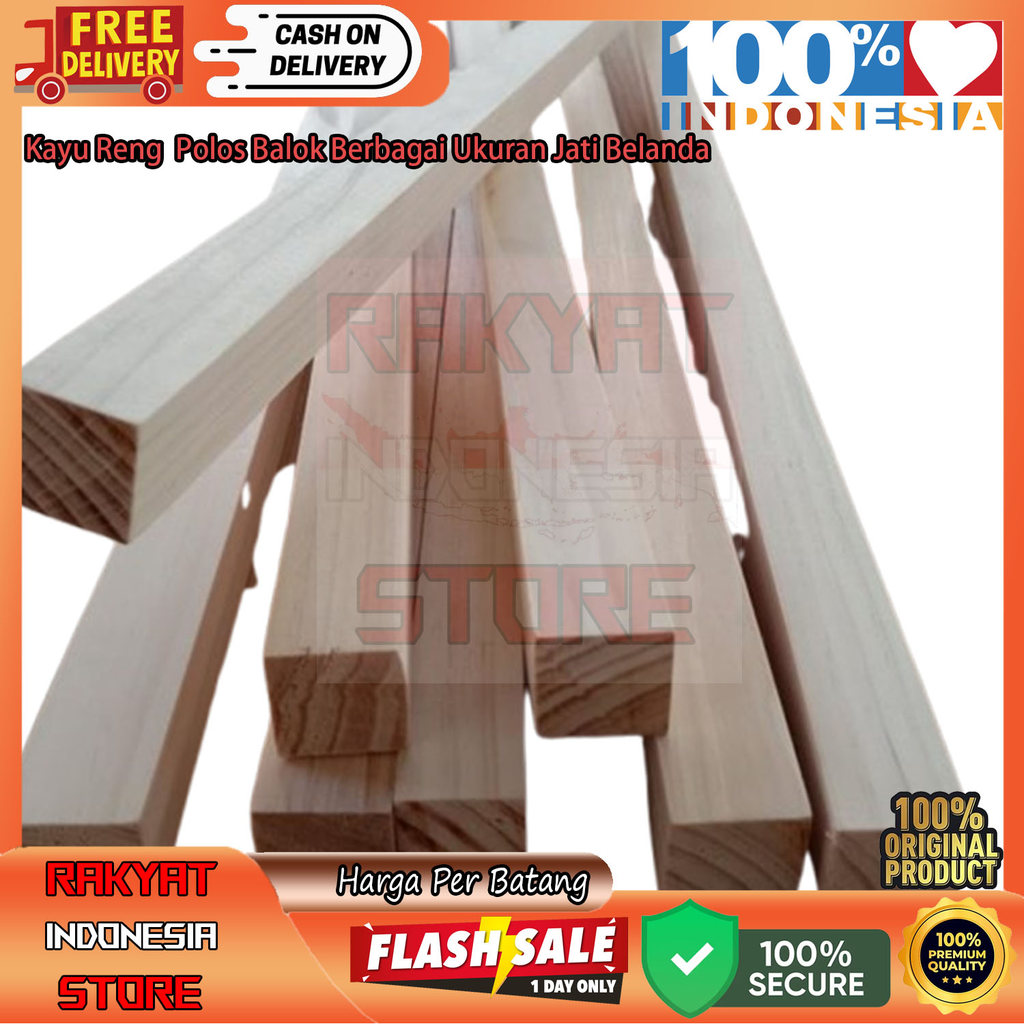 Reng Kayu Polos Jati Belanda Balok Papan Ambalan Serut Halus Stik Kayu Bingkai Frame Foto Keluarga P