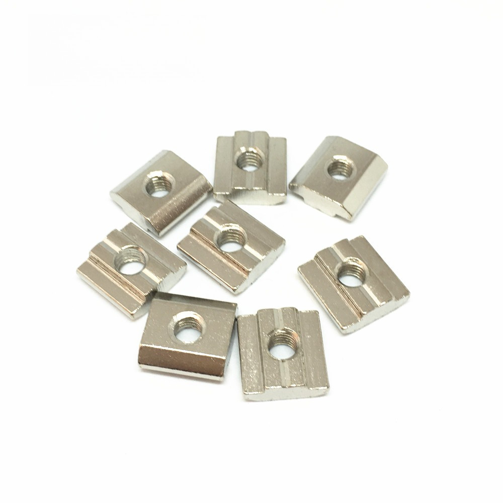 100pcs 20 M3 M4 M5 M6 304 Stainless Steel Block Square T Sling Nuts Slot 6mm for 2020 Aluminum Profi