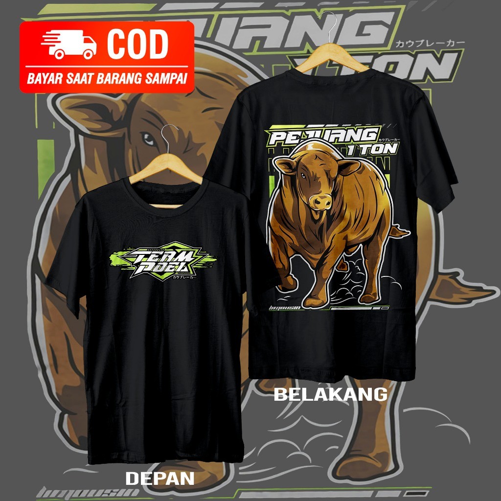 Kaos Peternak Milenial Sapi Limosin TEAM POEL Pejuang 1 ton TSHIRT