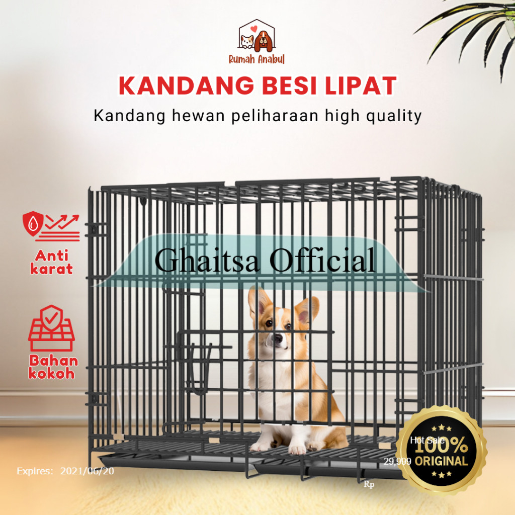 Kandang Besi Lipat Kucing Anjing Premium Anti Karat - Kandang Besi Kucing Anjing Jumbo Kandang Hewan
