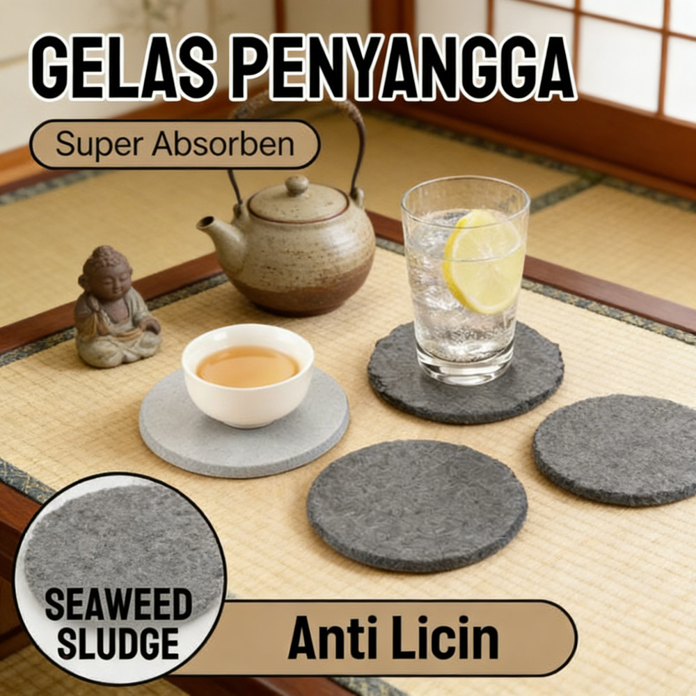 Serap Air Gelas / Gelas Diatomite / Diatomite Coaster / Dry Coaster