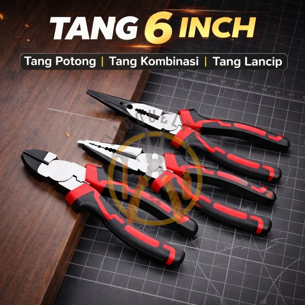 [JQ] Tang Lancip Tang Potong 6 inch Multifungsi Potong Kawat DELIXI