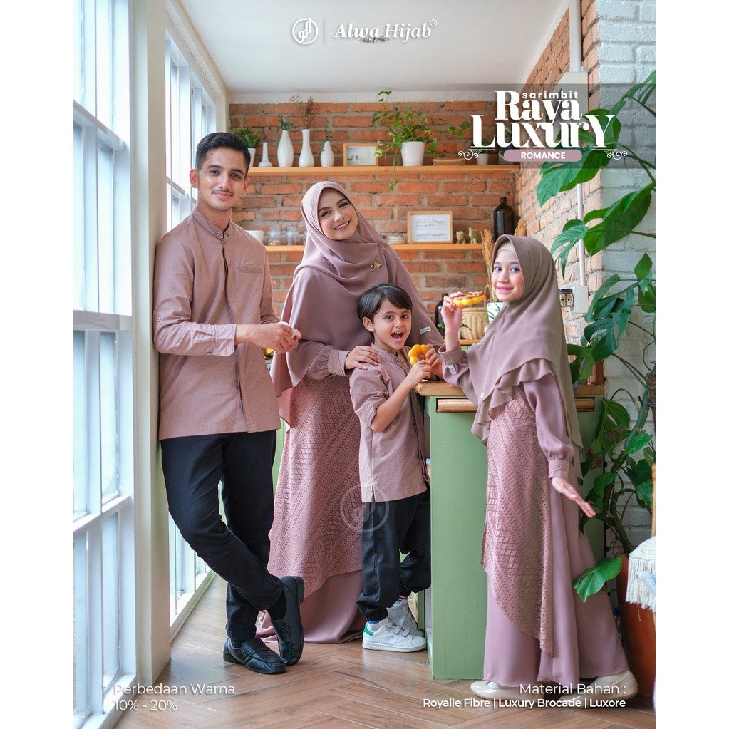 SARIMBIT RAYA LUXURY ROMANCE BY ALWA HIJAB - SARIMBIT KELUARGA - COUPLE KELUARGA - BAJU LEBARAN BEST
