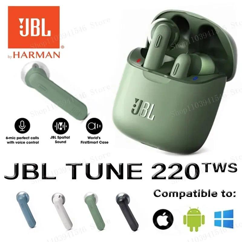 JBL TUNE 220 TWS Earphone Bluetooth Nirkabel Asli T220TWS Stereo Earbuds Suara Bass Headphone Headse