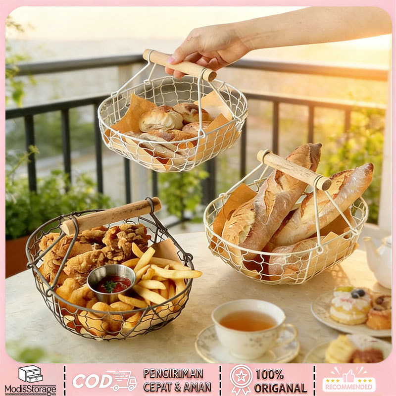 Besi Keranjang Buah Kreatif Keranjang Besi Portabel Ringan Keranjang Keranjang Buah Kecil Makanan Ri