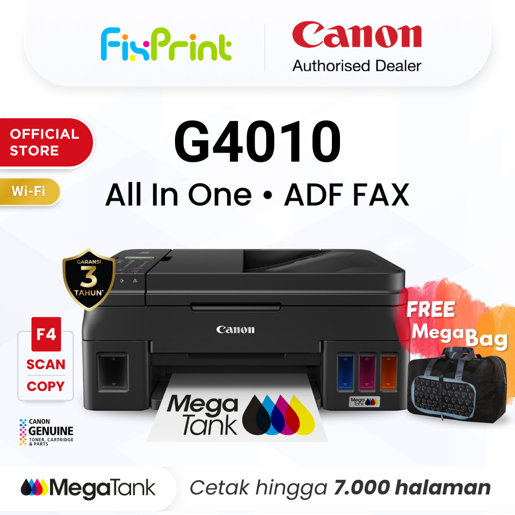 FixPrint Printer F4 Wifi Canon G4010 - Ink Tank ADF FAX Wireless All In One Print Scan Copy Folio Ma