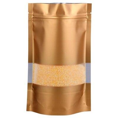 Standing Pouch Window 14 x 22 cm Transmetz Hitam Putih 14x22 isi 50 Aluminium Plastik - Emas, 14x22