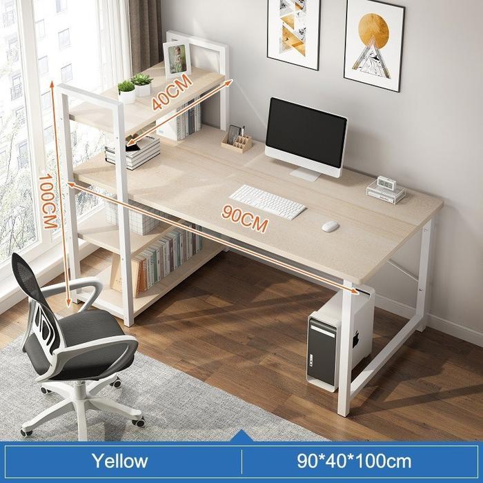 FUFUFun Meja Kerja Meja Belajar Meja Komputer Meja Kantor Meja dengan Rak dan Laci Kayu Minimalis Ka