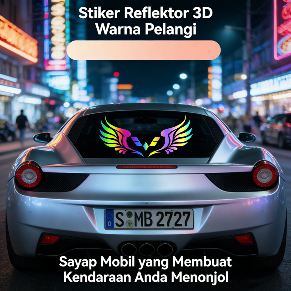 Stiker Mobil 3D Car Reflektor Stiker Laser Rainbow Car Stiker Sayap Stiker Mobil