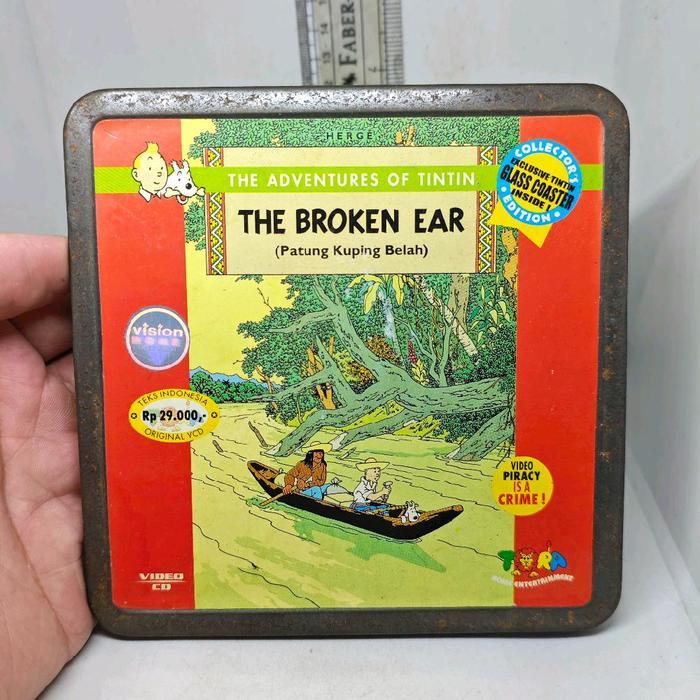 Set 2 pcs VCD Kartun The Adventures of Tintin The Broken Ear Original Tora Tin Case Kaleng 2ND