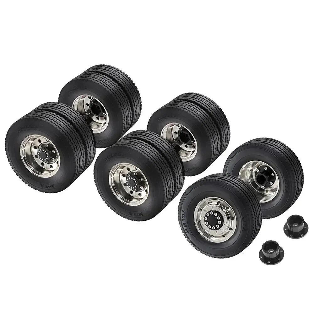 1/14 TAMIYA RC Truck Universal Metal Wheel Rim & Tire Set, Upgrade Parts for Model Cars