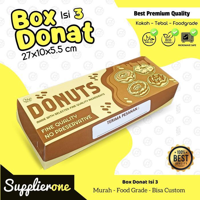 Box Donat Isi 3 Motif isi 25/ Dus Donat / Kemasan Donat / Dus Bandeng / Dus Bomboloni / Donat isi 3 