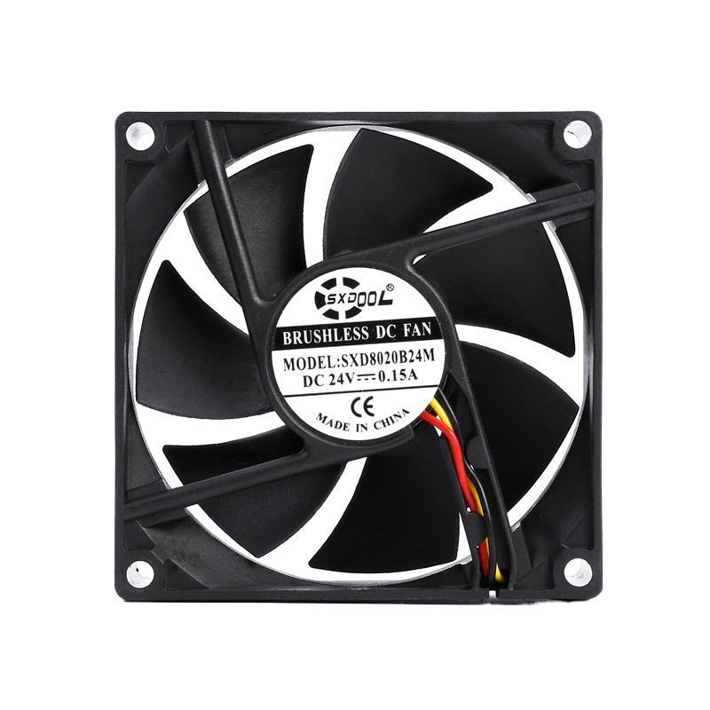 2pcs  8cm 24V 3-Pin Ta cooling fan Dual Ball 8020 DC Cooler 80X80X20mm 0.15A 3Pin Computer