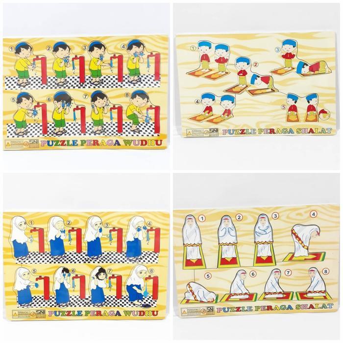 Puzzle Edukasi Sholat Anak Kayu Susun Tata Cara Shalat & Wudhu Anak Muslim Board Game Pembelajaran I