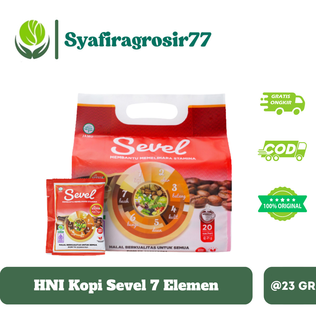 HNI Kopi Sevel 7 Elemen Asli - Kopi Herbal Stamina & Vitalitas - Pilihan 10 & 20 Sachet Murah murah